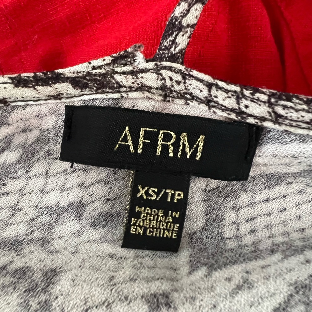 AFRM black and grey woven snake print bodysuit with woven cowl neck - Picture 3 of 3